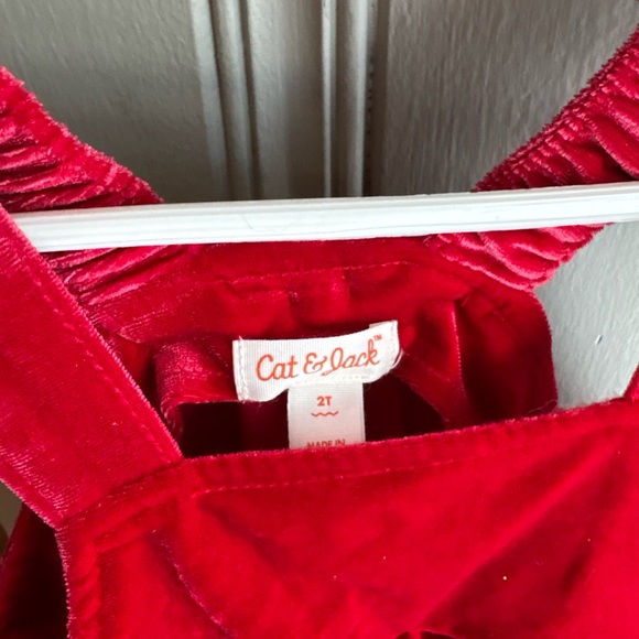 2T Red Cat & Jack Tiered Velvet Dress With Bow On Back Valentines Day - Picture 2 of 3